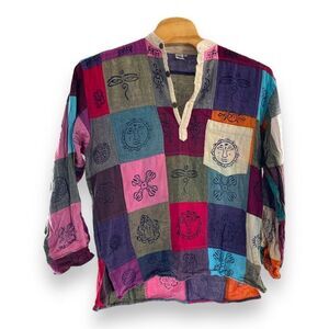 Everest Handicrafts Women's Graphic Plaid Blouse Tops Multicolor Size XL